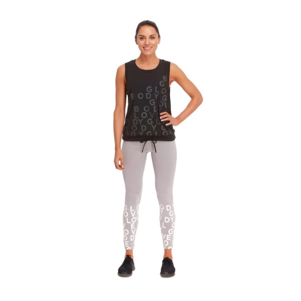 Body Glove Women's Gray Graphic Print High Waisted 7/8 Leggings